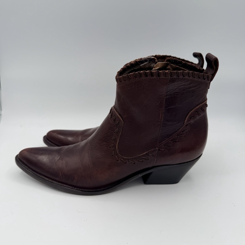 GIANNI BINI Dandy Ankle Boot Sz 6.5M Oxblood Tooled Leather Cowgirl Western
